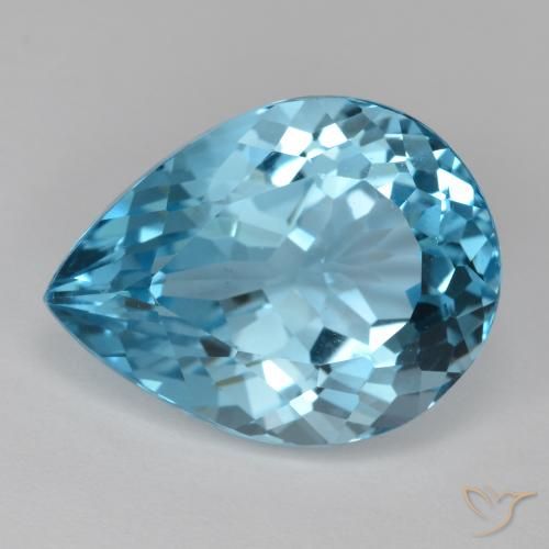 18.47ct 天然 瑞士蓝 黄玉, 梨形, VVS-VS