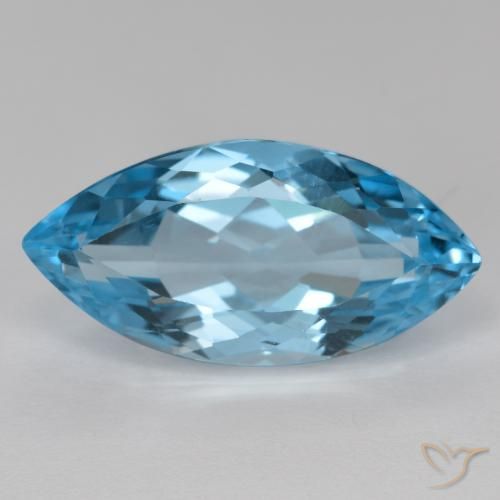 16.33ct 天然 瑞士蓝 黄玉, 榄尖形, VVS-VS