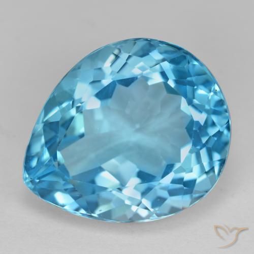 18.72ct 天然 瑞士蓝 黄玉, 梨形, VVS-VS
