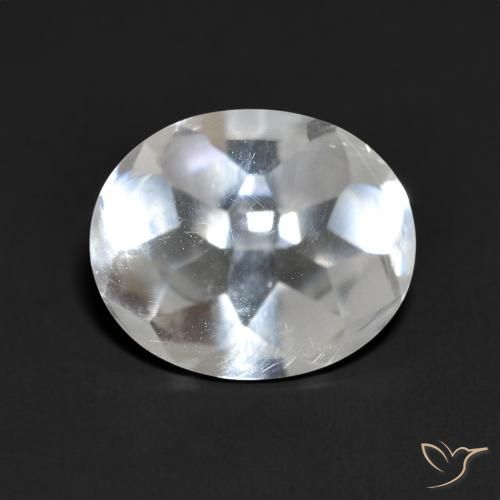 5.49ct 天然 清晰的白色 黄玉, 椭圆形, 透明