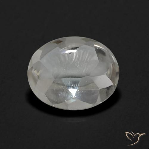3.36ct 天然 白色 黄玉, 椭圆形, 透明
