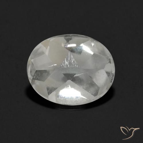 3.46ct 天然 清晰的白色 黄玉, 椭圆形, 透明
