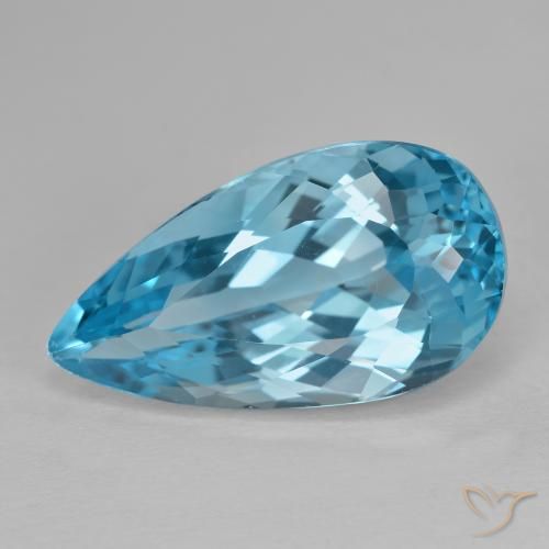 15.43ct 天然 瑞士蓝 黄玉, 梨形, VVS-VS