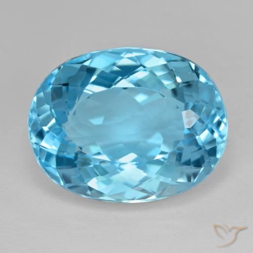 21.25ct 天然 瑞士蓝 黄玉, 椭圆形, VS