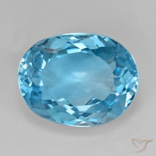 19.96ct 天然 瑞士蓝 黄玉, 椭圆形, VS