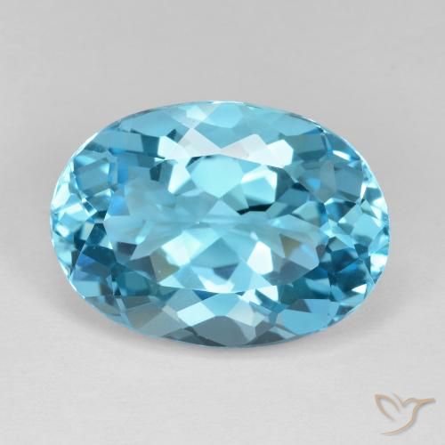 18.38ct 天然 瑞士蓝 黄玉, 椭圆形, VVS