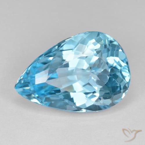 17.77ct 天然 瑞士蓝 黄玉, 梨形, VVS