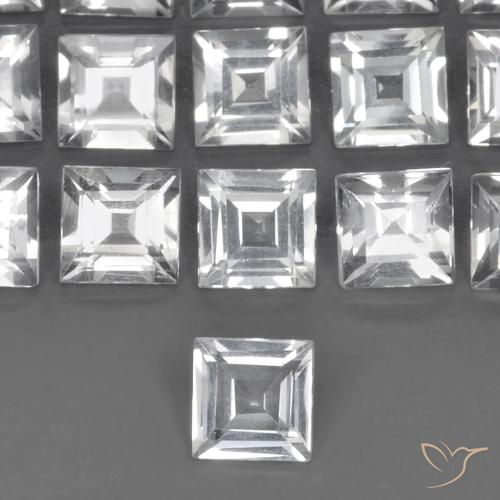 0.58ct 天然 清晰的白色 黄玉, 正方形, VVS-VS