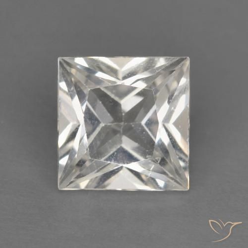 1.24ct 天然 清晰的白色 黄玉, 正方形, VVS