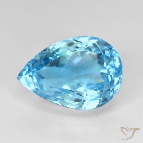 16.12ct 天然 瑞士蓝 黄玉, 梨形, VVS