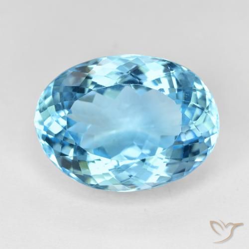 15.84ct 天然 瑞士蓝 黄玉, 椭圆形, VVS