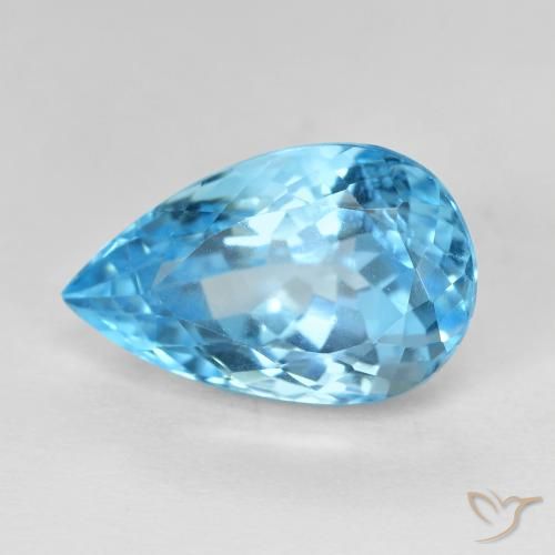 9.52ct 天然 瑞士蓝 黄玉, 梨形, VVS-VS