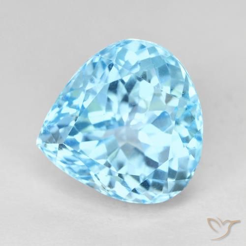 11.29ct 天然 瑞士蓝 黄玉, 梨形, VVS-VS