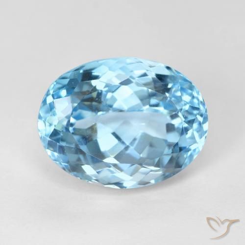 10.16ct 天然 天蓝 黄玉, 椭圆形, VVS-VS