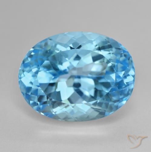 21.41ct 天然 瑞士蓝 黄玉, 椭圆形, VVS-VS