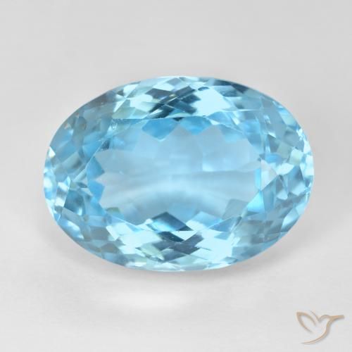 15.38ct 天然 瑞士蓝 黄玉, 椭圆形, VS