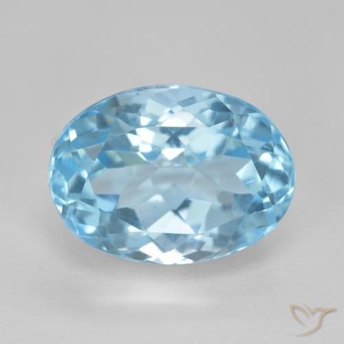 12.59ct 天然 瑞士蓝 黄玉, 椭圆形, VVS