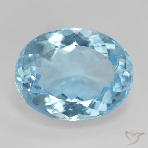 18.70ct 天然 瑞士蓝 黄玉, 椭圆形, VVS-VS