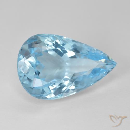 11.69ct 天然 瑞士蓝 黄玉, 梨形, VVS-VS