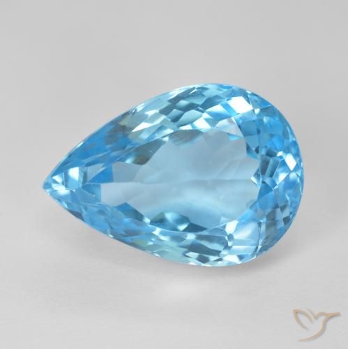 13.59ct 天然 瑞士蓝 黄玉, 梨形, VVS-VS