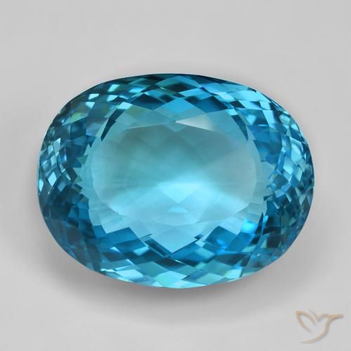 123.63ct 天然 瑞士蓝 黄玉, 椭圆形, VVS