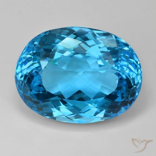 121.30ct 天然 瑞士蓝 黄玉, 椭圆形, VVS
