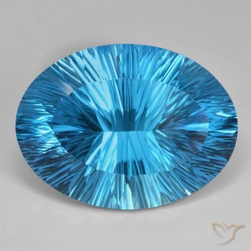 82.38ct 天然 瑞士蓝 黄玉, 椭圆形, IF