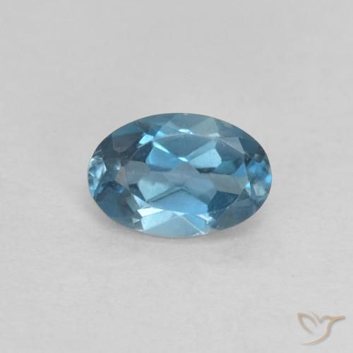 0.64ct 天然 蓝色 黄玉, 椭圆形, VVS