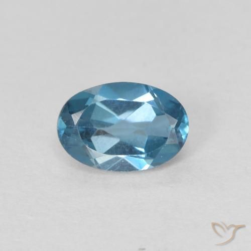 0.64ct 天然 蓝色 黄玉, 椭圆形, VVS