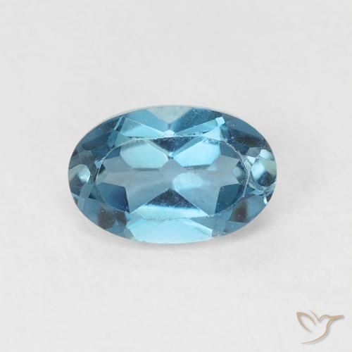 0.58ct 天然 蓝色 黄玉, 椭圆形, VVS