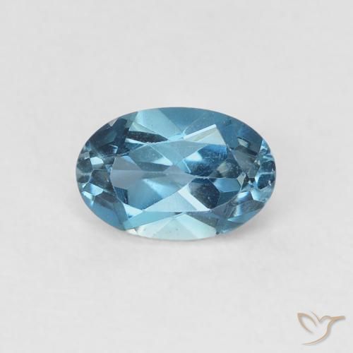 0.66ct 天然 蓝色 黄玉, 椭圆形, VVS