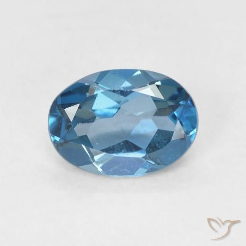 0.80ct 天然 蓝色 黄玉, 椭圆形, VVS-VS