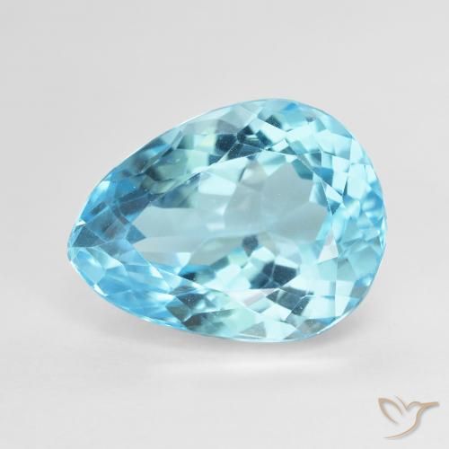 9.63ct 天然 天蓝 黄玉, 梨形, VVS