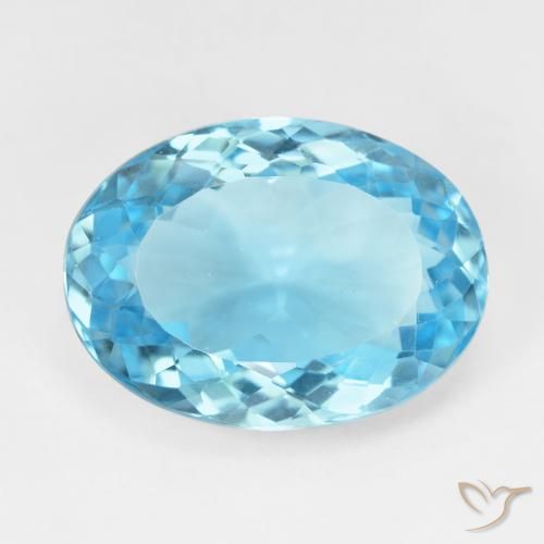 16.90ct 天然 瑞士蓝 黄玉, 椭圆形, VVS-VS
