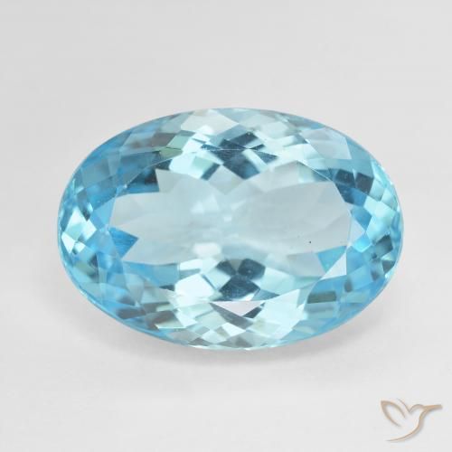 15.02ct 天然 瑞士蓝 黄玉, 椭圆形, VVS-VS