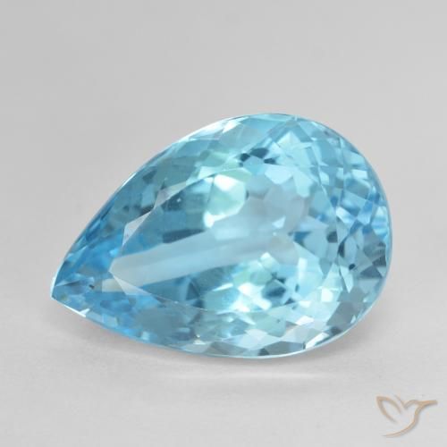 12.53ct 天然 瑞士蓝 黄玉, 梨形, VVS