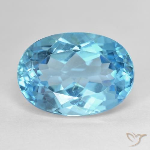 16.90ct 天然 瑞士蓝 黄玉, 椭圆形, VVS-VS