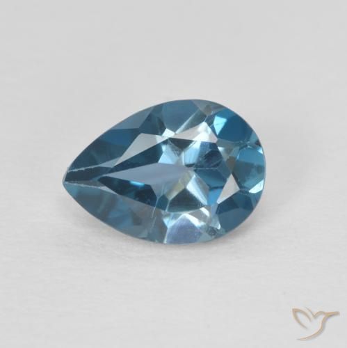 0.82ct 天然 蓝色 黄玉, 梨形, VVS