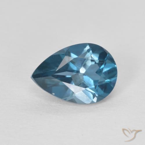 0.85ct 天然 蓝色 黄玉, 梨形, VVS