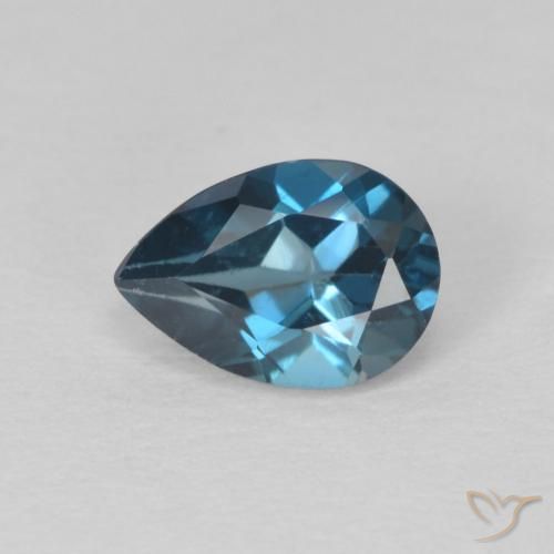 0.85ct 天然 蓝色 黄玉, 梨形, VS