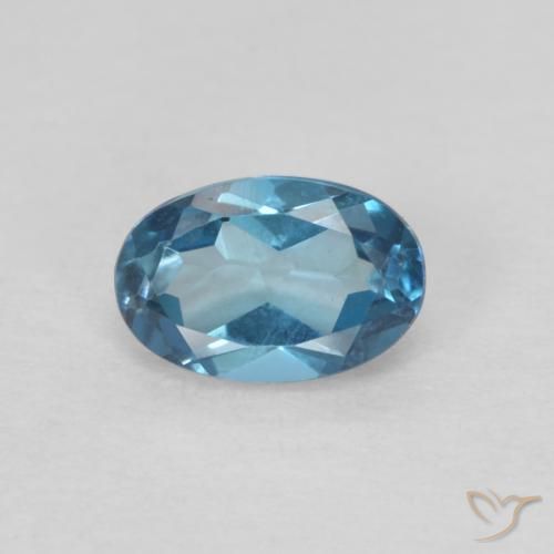 0.64ct 天然 蓝色 黄玉, 椭圆形, VVS