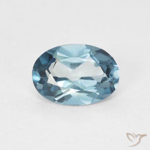 0.97ct 天然 蓝色 黄玉, 椭圆形, VVS