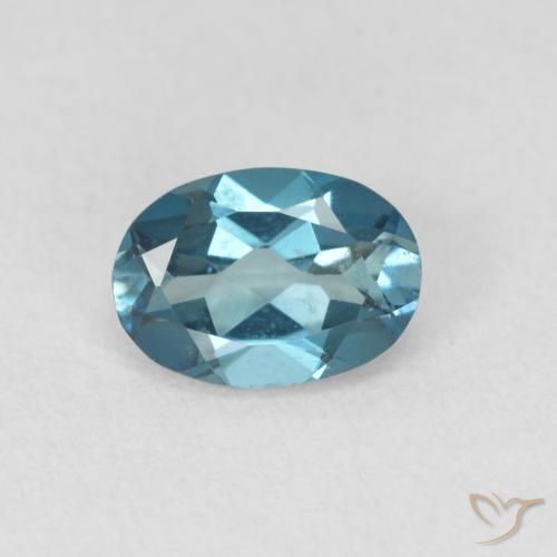 0.99ct 天然 蓝色 黄玉, 椭圆形, VVS