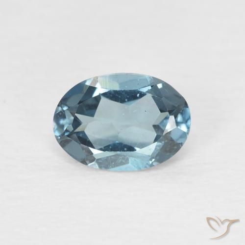 0.98ct 天然 蓝色 黄玉, 椭圆形, VS
