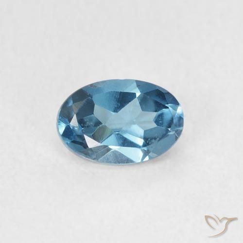 0.64ct 天然 蓝色 黄玉, 椭圆形, VVS
