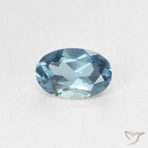 0.63ct 天然 深银色水蓝色 黄玉, 椭圆形, VVS