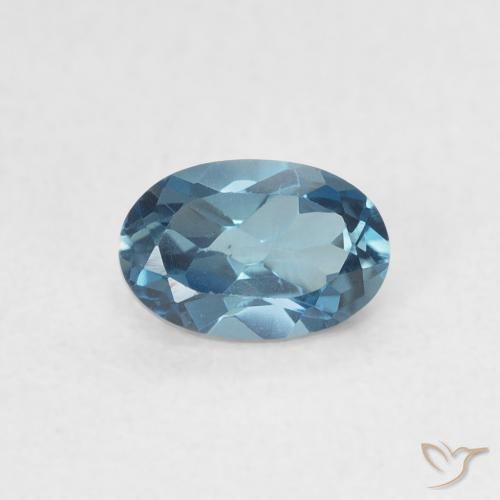 0.65ct 天然 蓝色 黄玉, 椭圆形, VVS