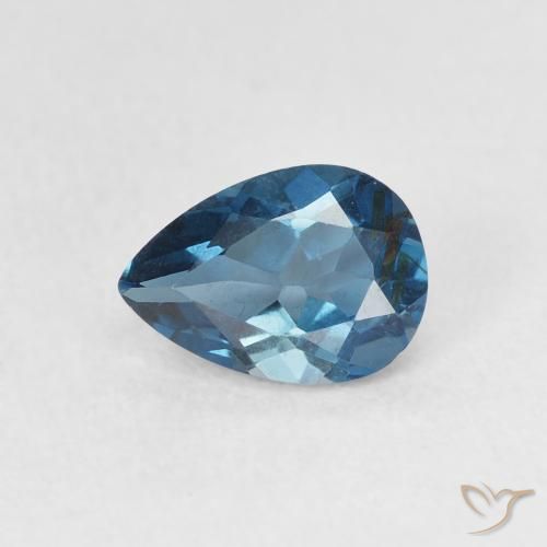 0.85ct 天然 蓝色 黄玉, 梨形, VS