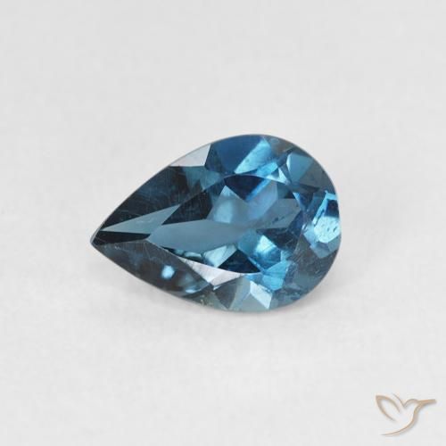 0.79ct 天然 蓝色 黄玉, 梨形, VS