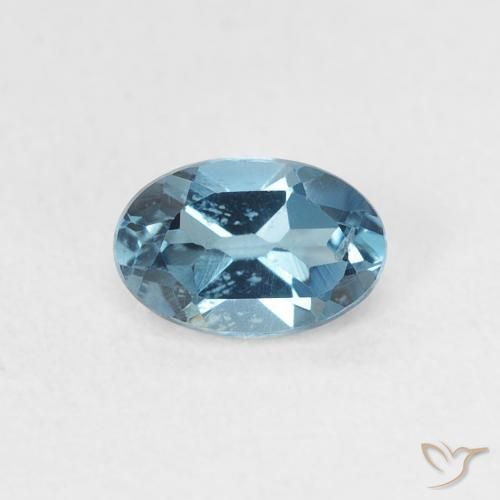 0.65ct 天然 蓝色 黄玉, 椭圆形, VS